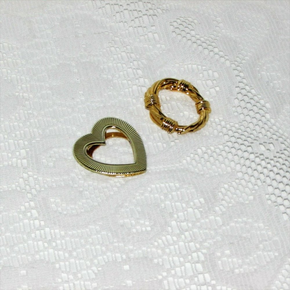Vintage Scarf Clips Gold Tone Stylish Fashion Accessories Boho Retro Set Of 2